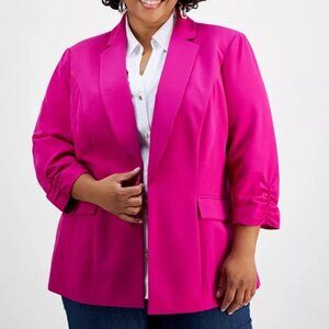 Macy's I.N.C. International Concepts Plus Size 3/4-Sleeve Blazer 2X NWT Hot Pink